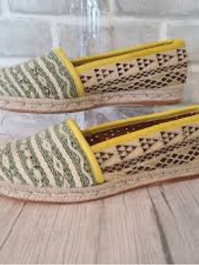 Cobra Society Molly Laser-Cut Leather & Woven Tapestry Espadrille Flats EU36